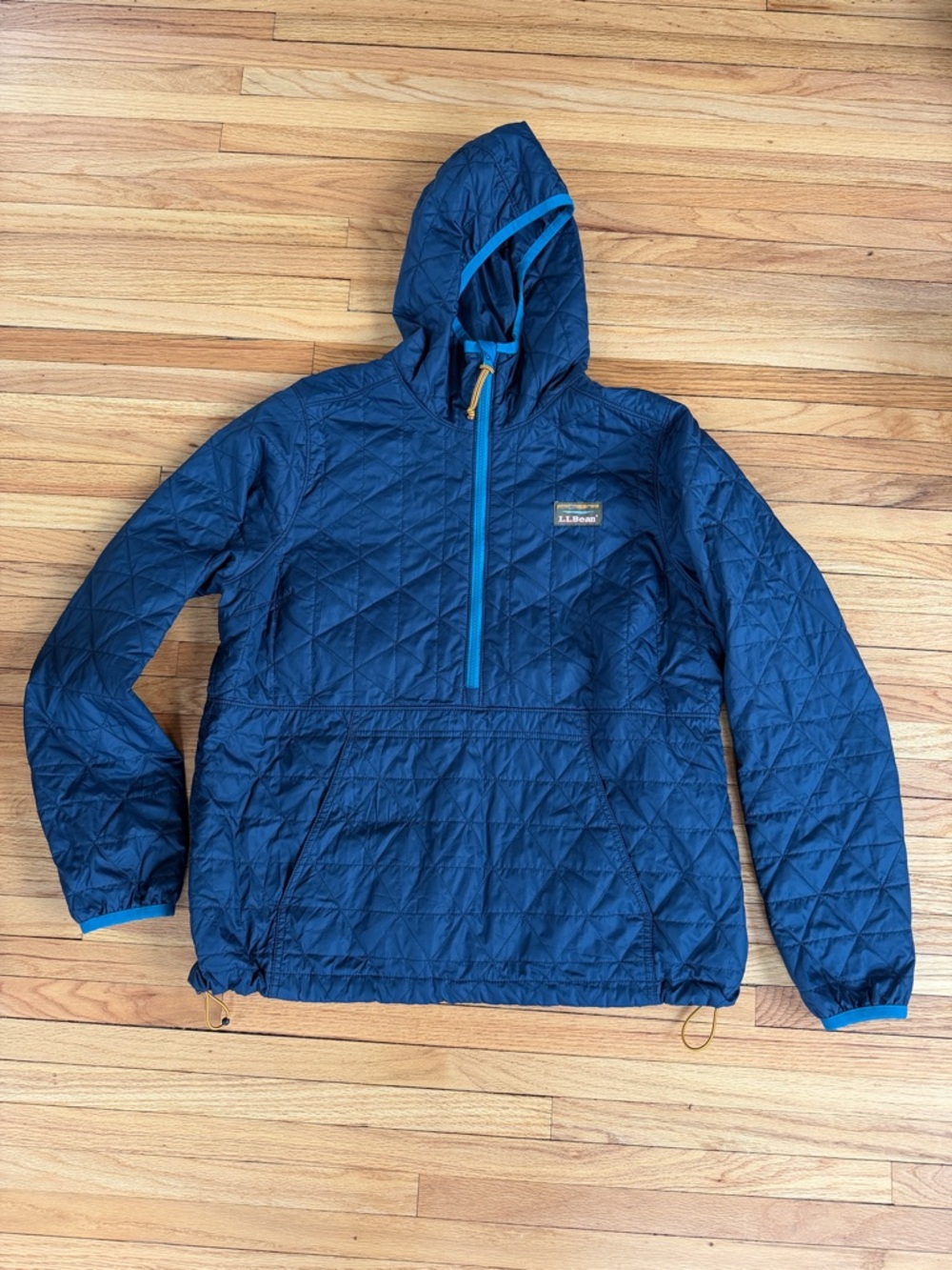 L.L. Bean Navy Quilted Hooded Pullover Jacket